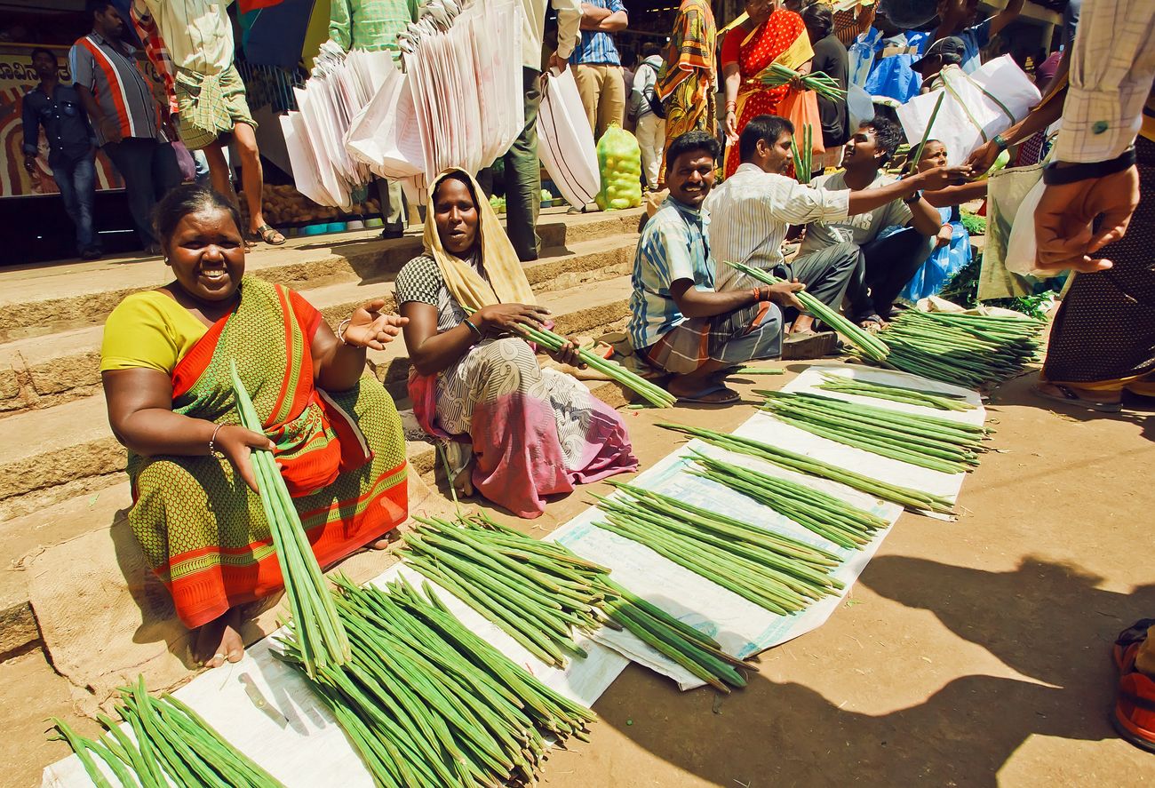 Händler von grünem Gemüse im Silicon Valley of India, Bangalore